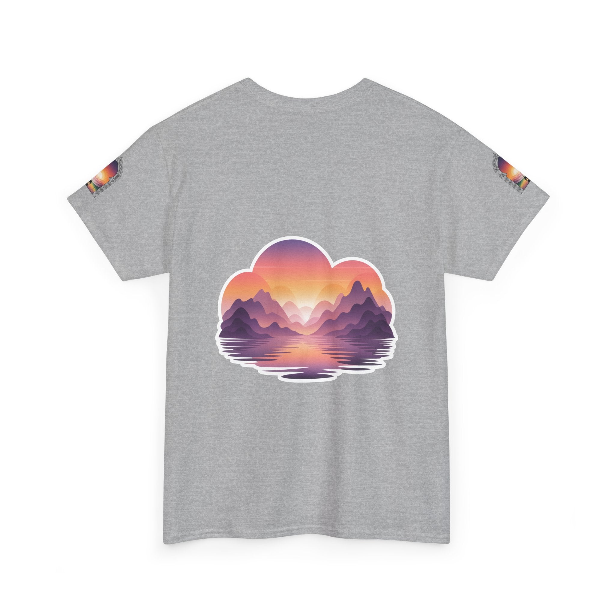 Sunset Mountain Landscape Tee - Retro Nature Graphic T-Shirt