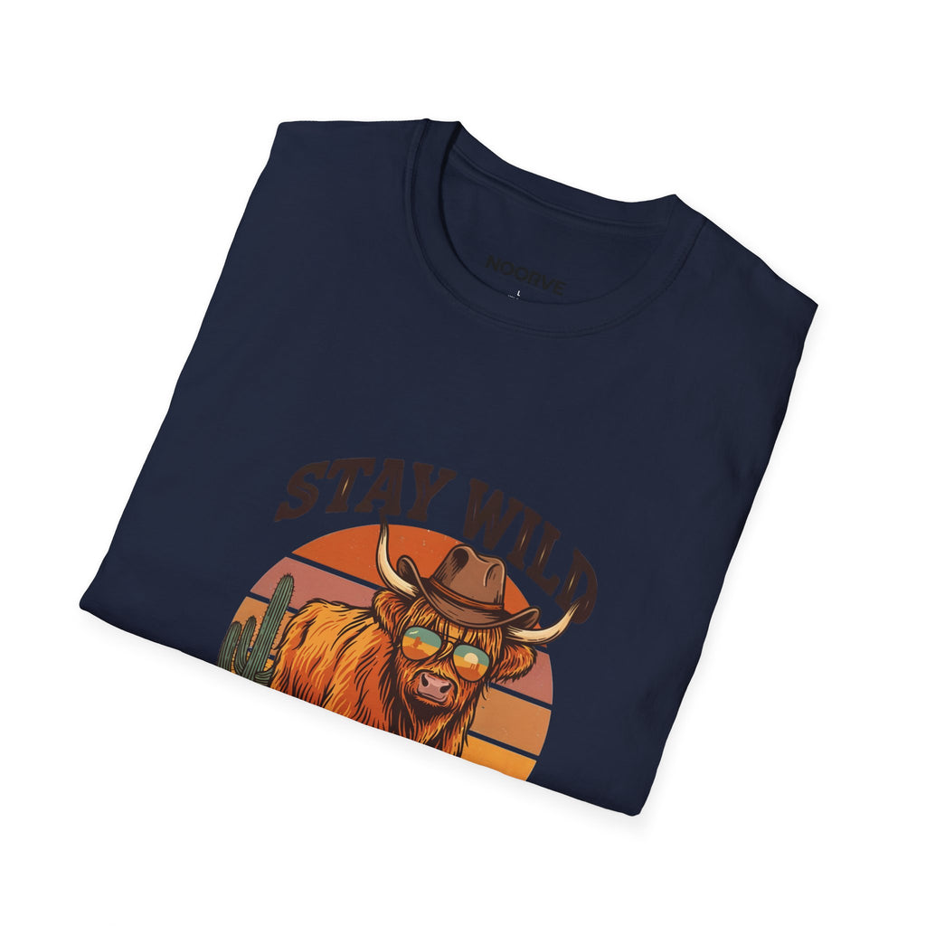 Stay Wild Longhorn T-Shirt — Retro Western Cow Skull Graphic Tee