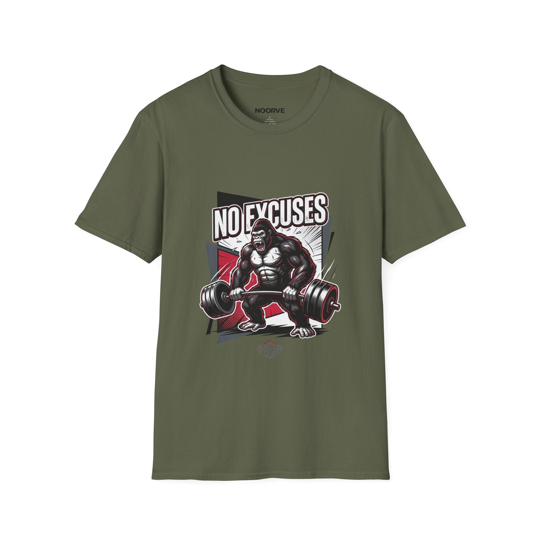 No Excuses T-Shirt — Motivational Gym Gorilla Fitness Tee