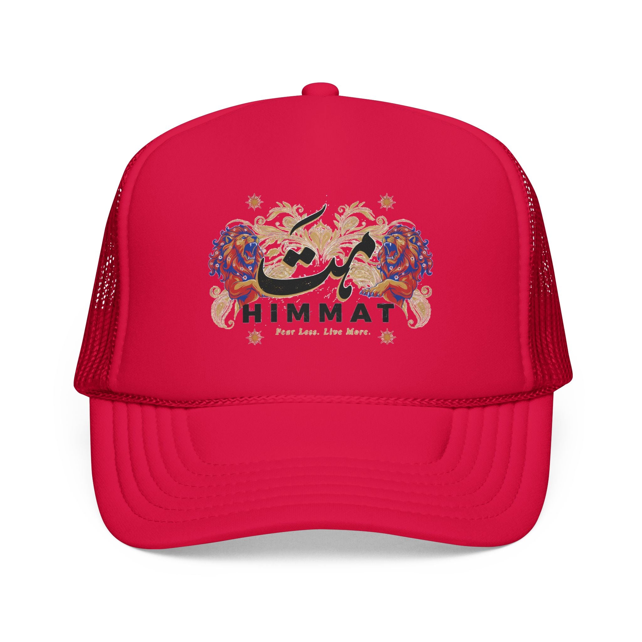 Trucker Hat — Vintage Floral Rose Skull Design (Live Loud, Live More)