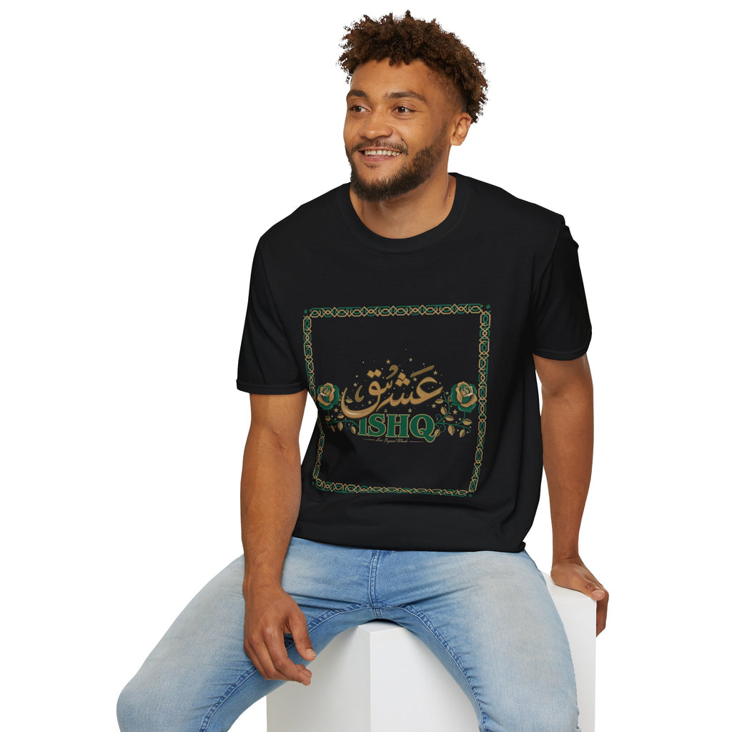 Arabic 'Ishq' Graphic T-Shirt — Romantic Calligraphy Floral Tee