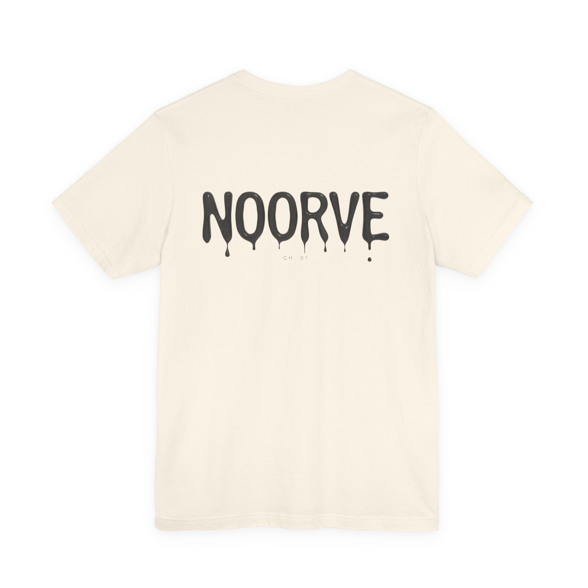 Noorve Drip Logo T-Shirt — Graphic White Tee with Gothic Dripping Text