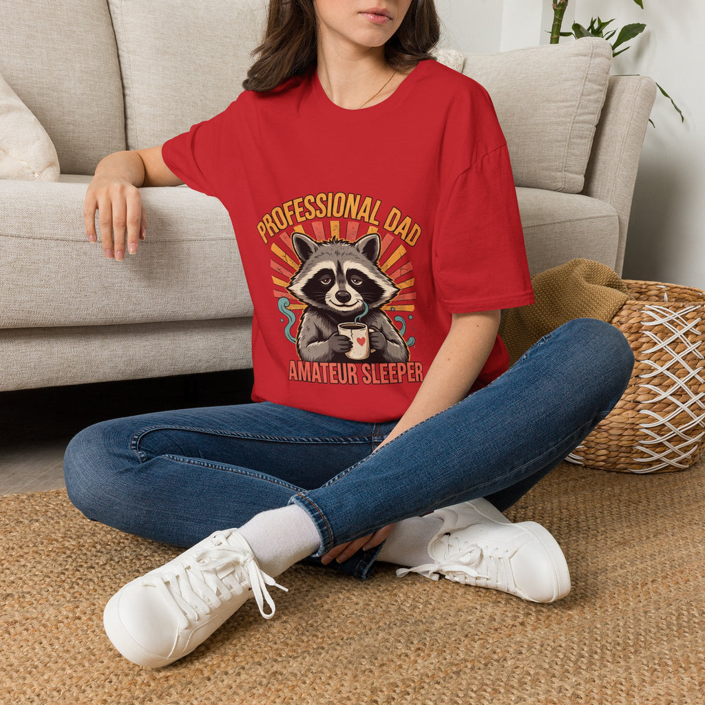 Dad T-Shirt – “Professional Dad, Amateur Sleeper” Cute Raccoon Father’s Day Tee