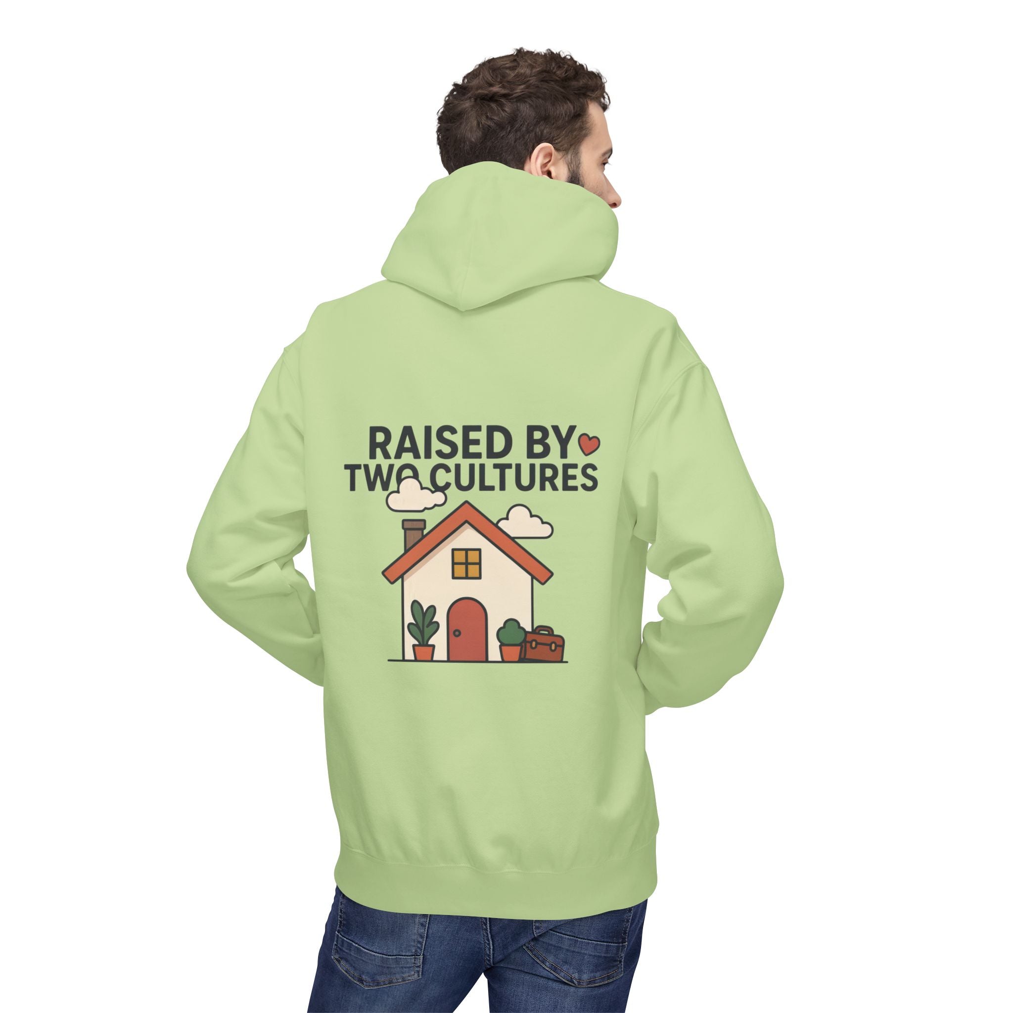 Raised by Two Cultures Hoodie — Multicultural Home Graphic Pullover