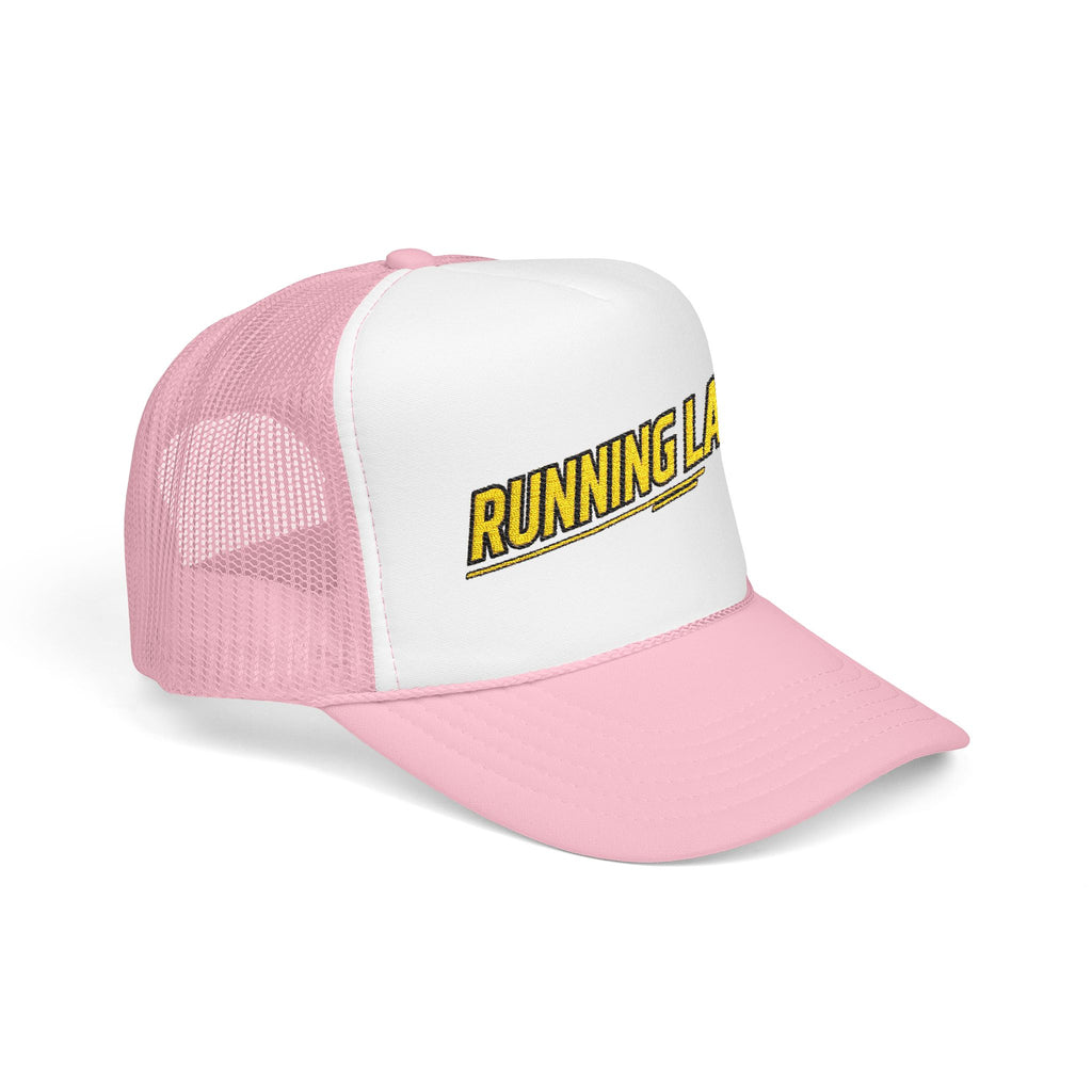 Running Late Trucker Hat — Funny Retro Foam Mesh Cap