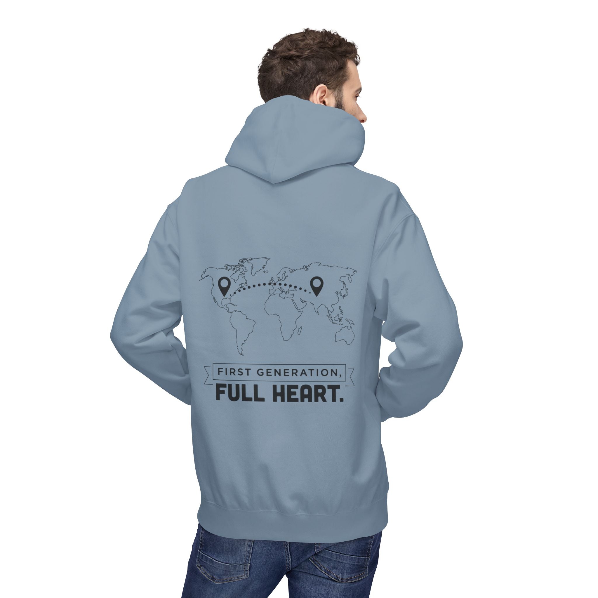 NoCrve 'First Generation, Full Heart' Hoodie — Inspirational Travel Map Pullover