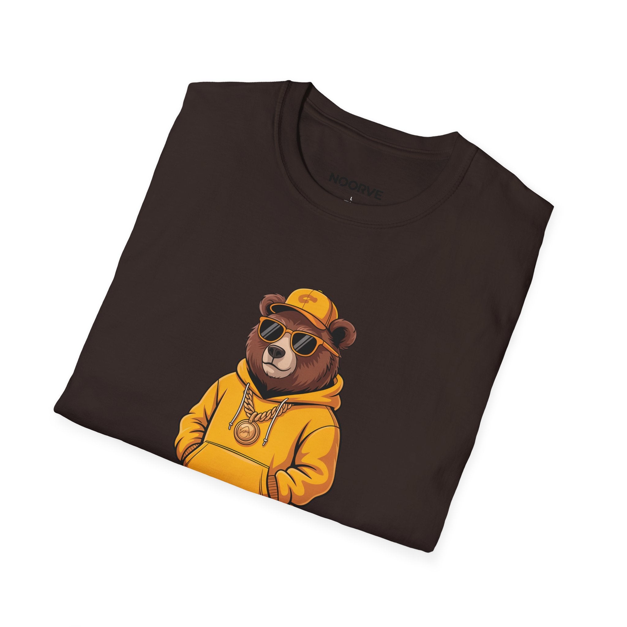 Bear Graphic T-Shirt — Cool Hip-Hop Bear in Yellow Hoodie