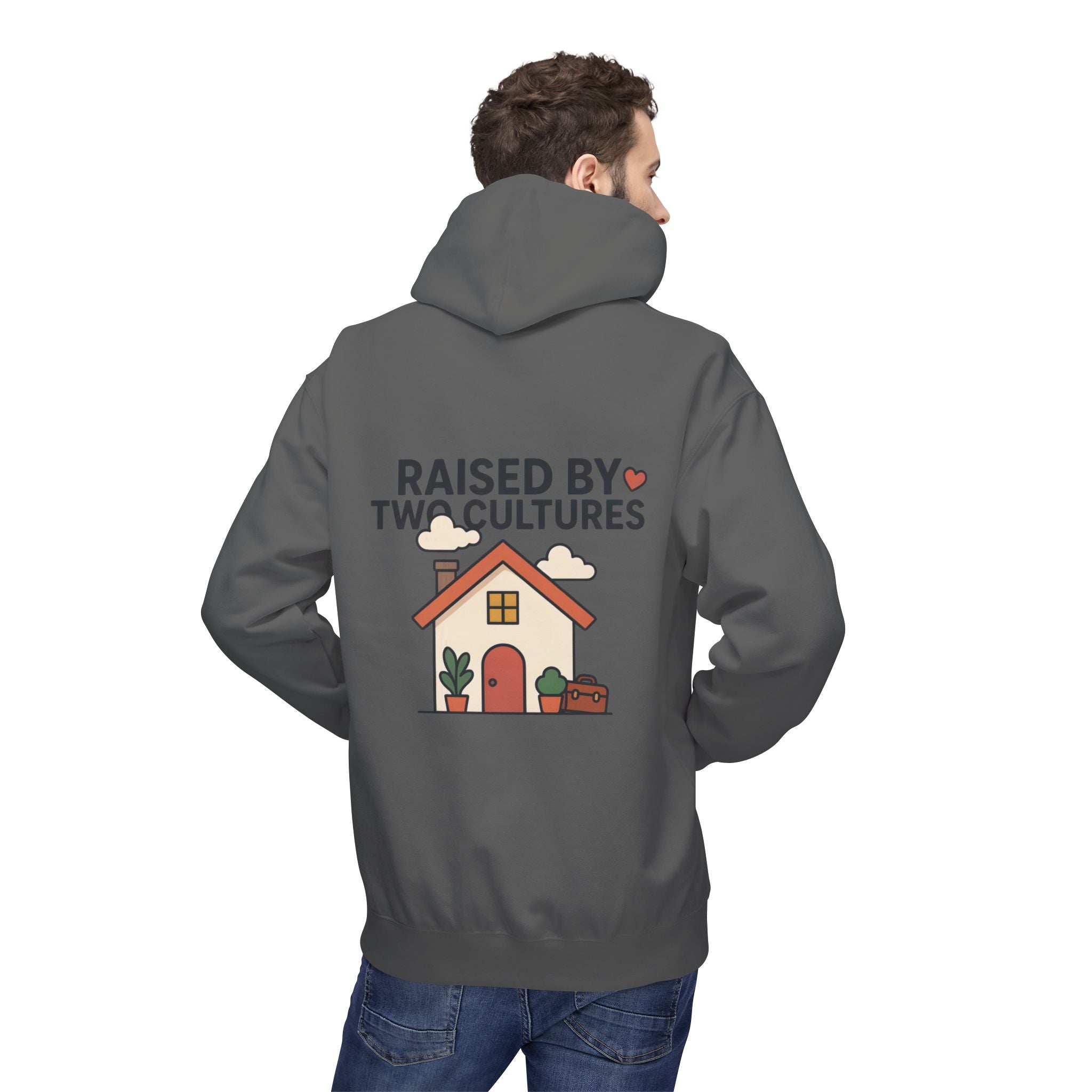 Raised by Two Cultures Hoodie — Multicultural Home Graphic Pullover