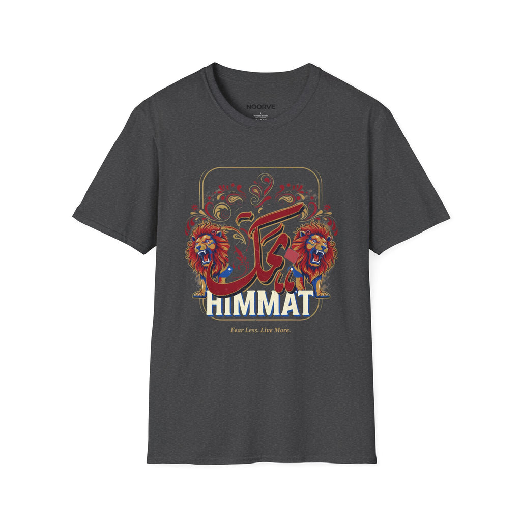 Arabic Calligraphy T-Shirt — 'Himmat' Lion Floral Graphic Tee