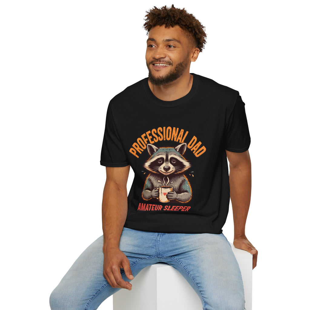 Dad T-Shirt — “Professional Dad, Amateur Sleeper” Raccoon Graphic Tee
