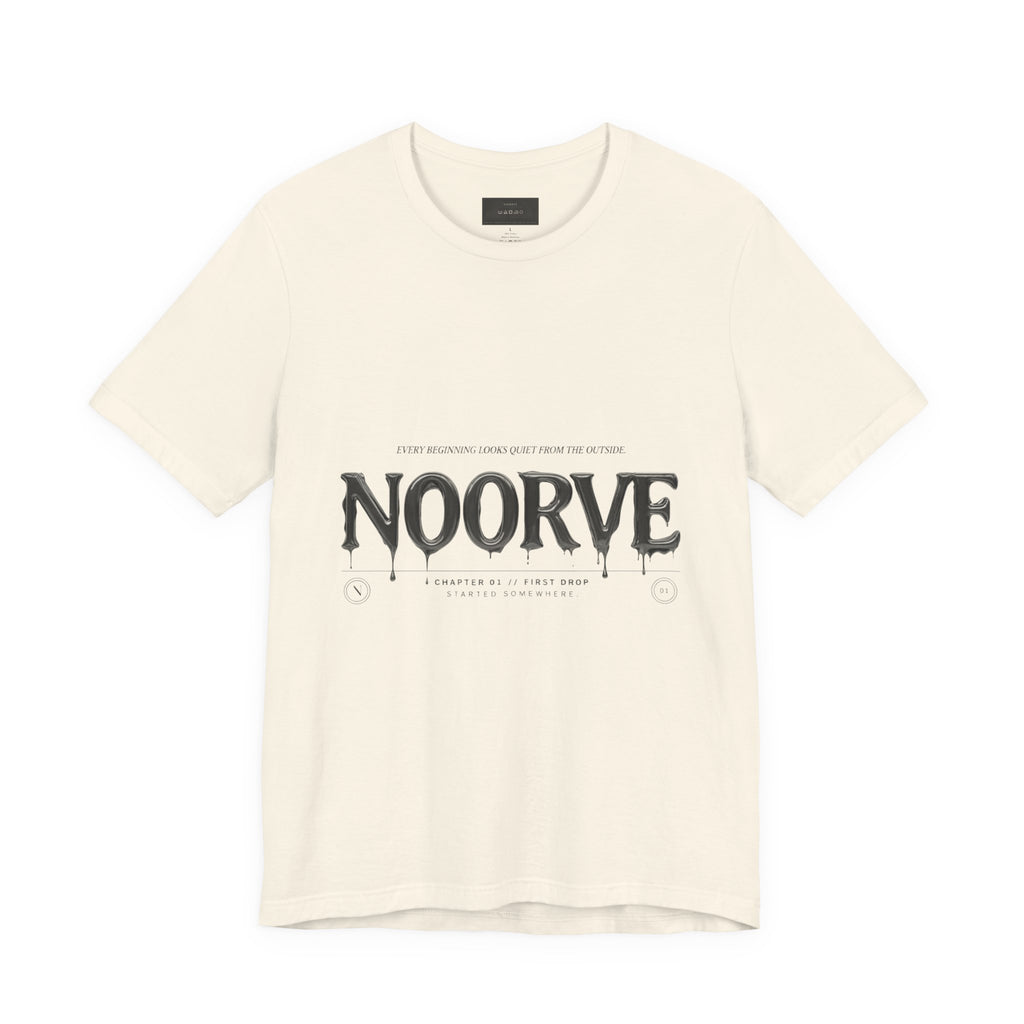 Noorve Drip Logo T-Shirt — Graphic White Tee with Gothic Dripping Text | Noorve | T-Shirt