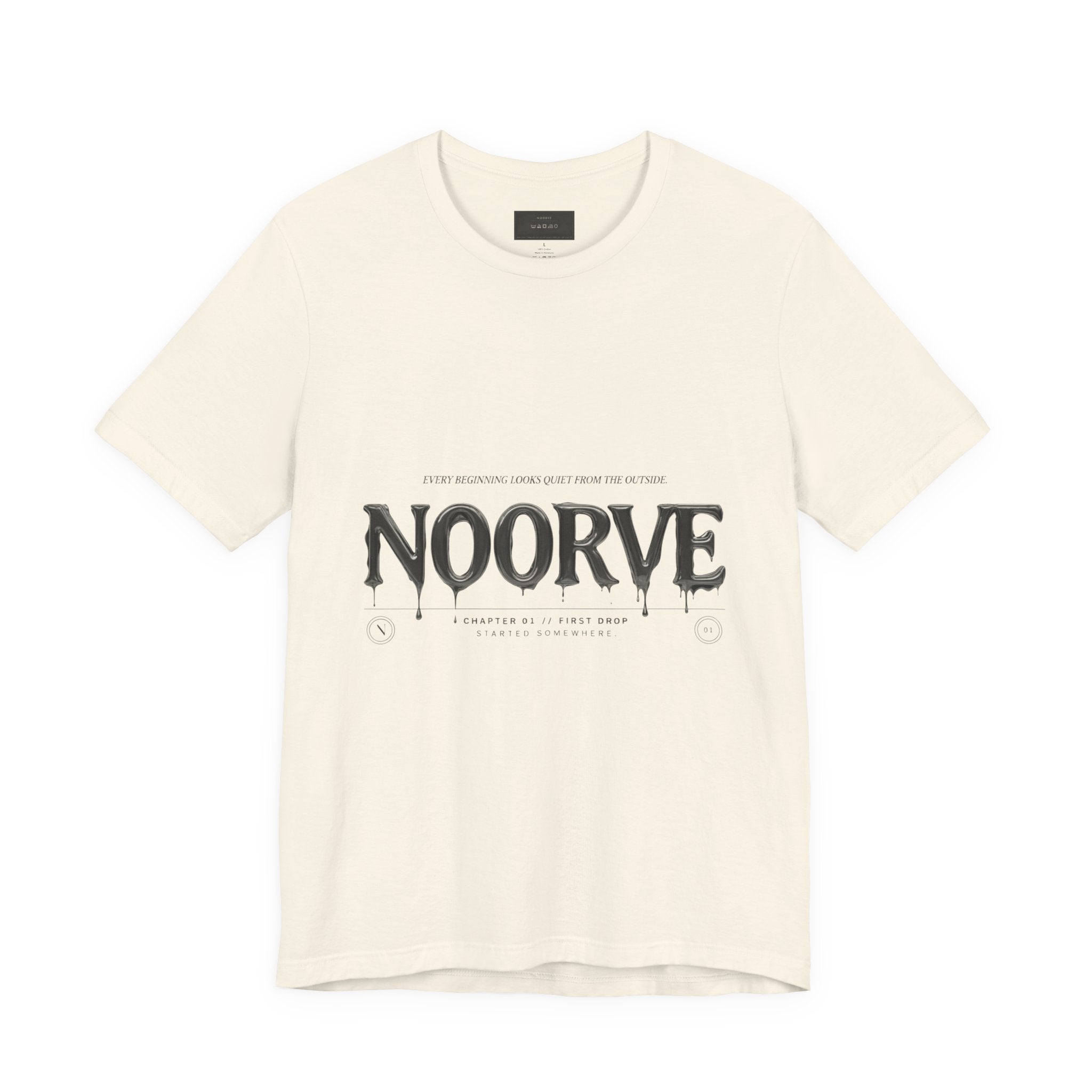 Noorve Drip Logo T-Shirt — Graphic White Tee with Gothic Dripping Text | Noorve | T-Shirt