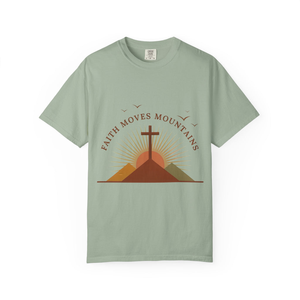 Faith Moves Mountains T-Shirt — Christian Cross Mountain Graphic Tee