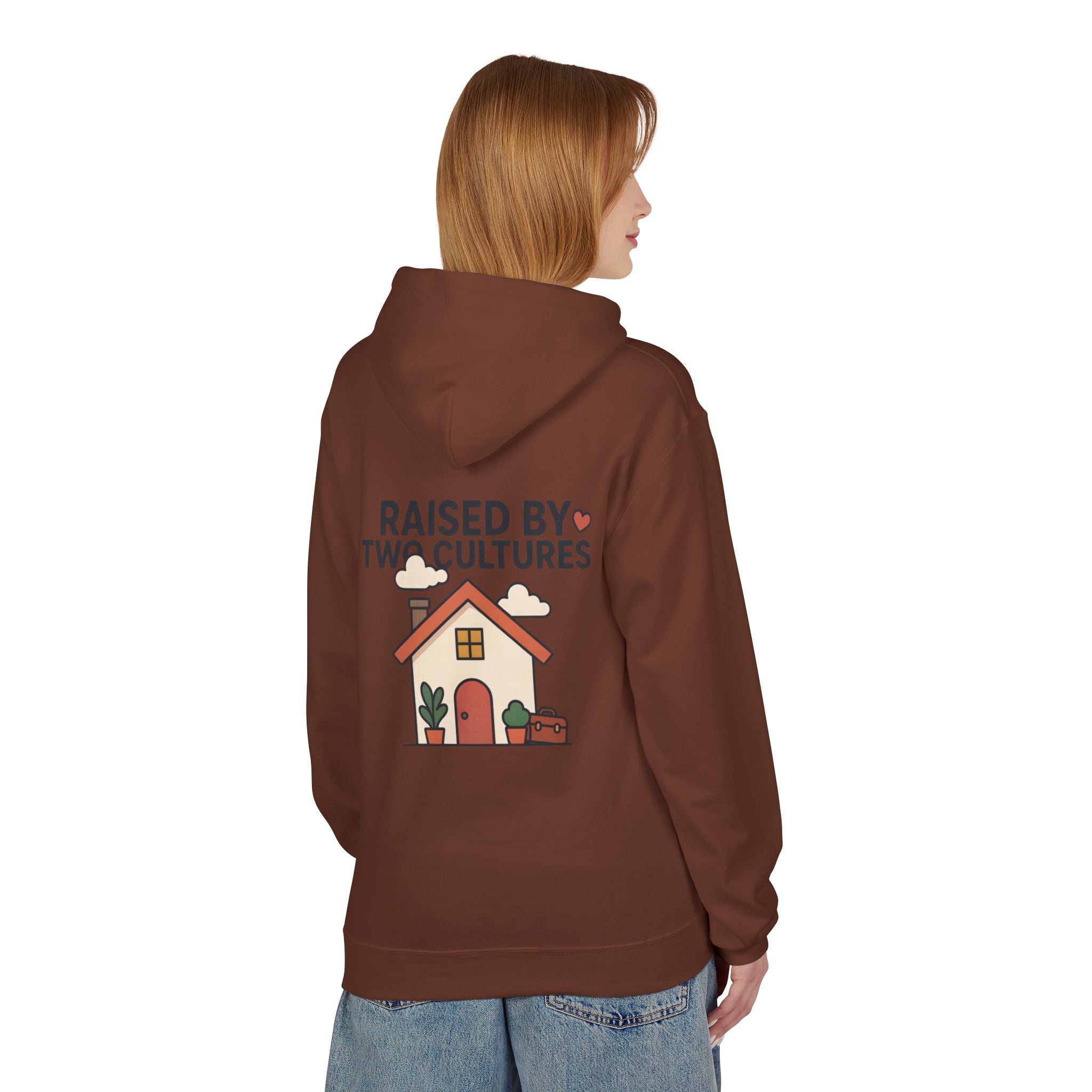 Raised by Two Cultures Hoodie — Multicultural Home Graphic Pullover