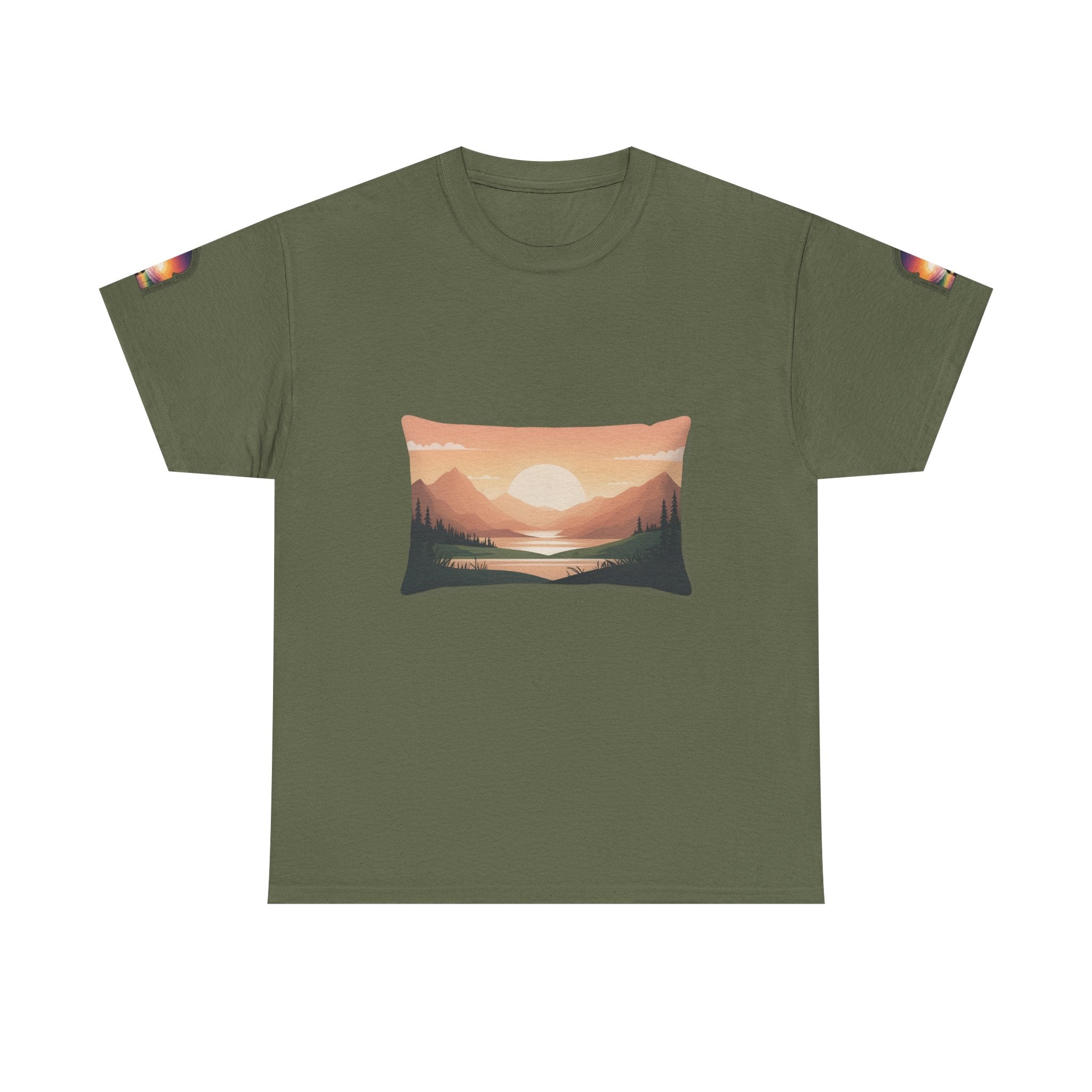 Sunset Mountain Landscape Tee - Retro Nature Graphic T-Shirt | Noorve | T-Shirt
