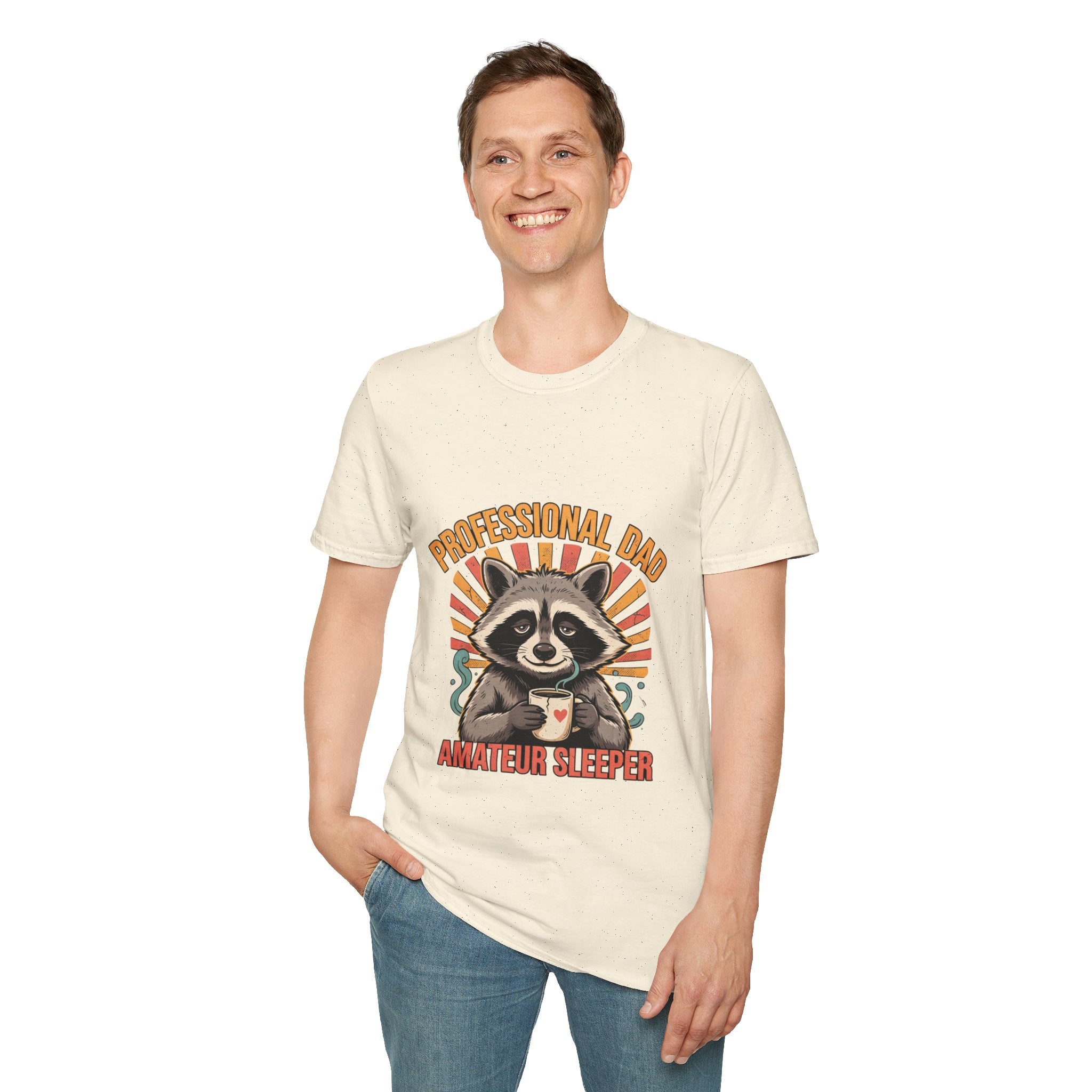 Dad T-Shirt – “Professional Dad, Amateur Sleeper” Cute Raccoon Father’s Day Tee