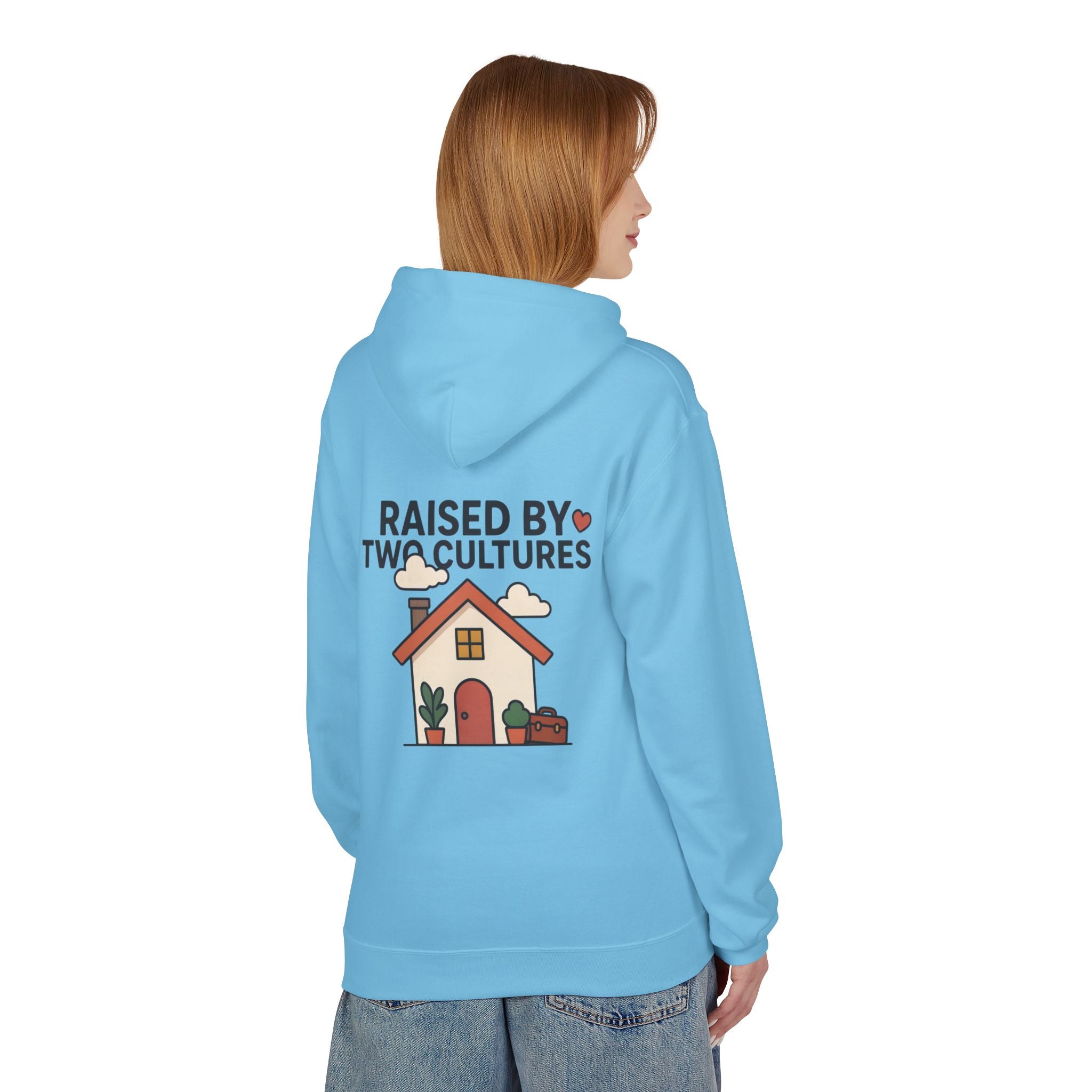 Raised by Two Cultures Hoodie — Multicultural Home Graphic Pullover
