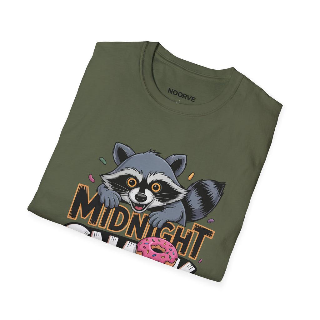 Midnight Snack Crew T-Shirt — Cute Raccoon Donut Tee
