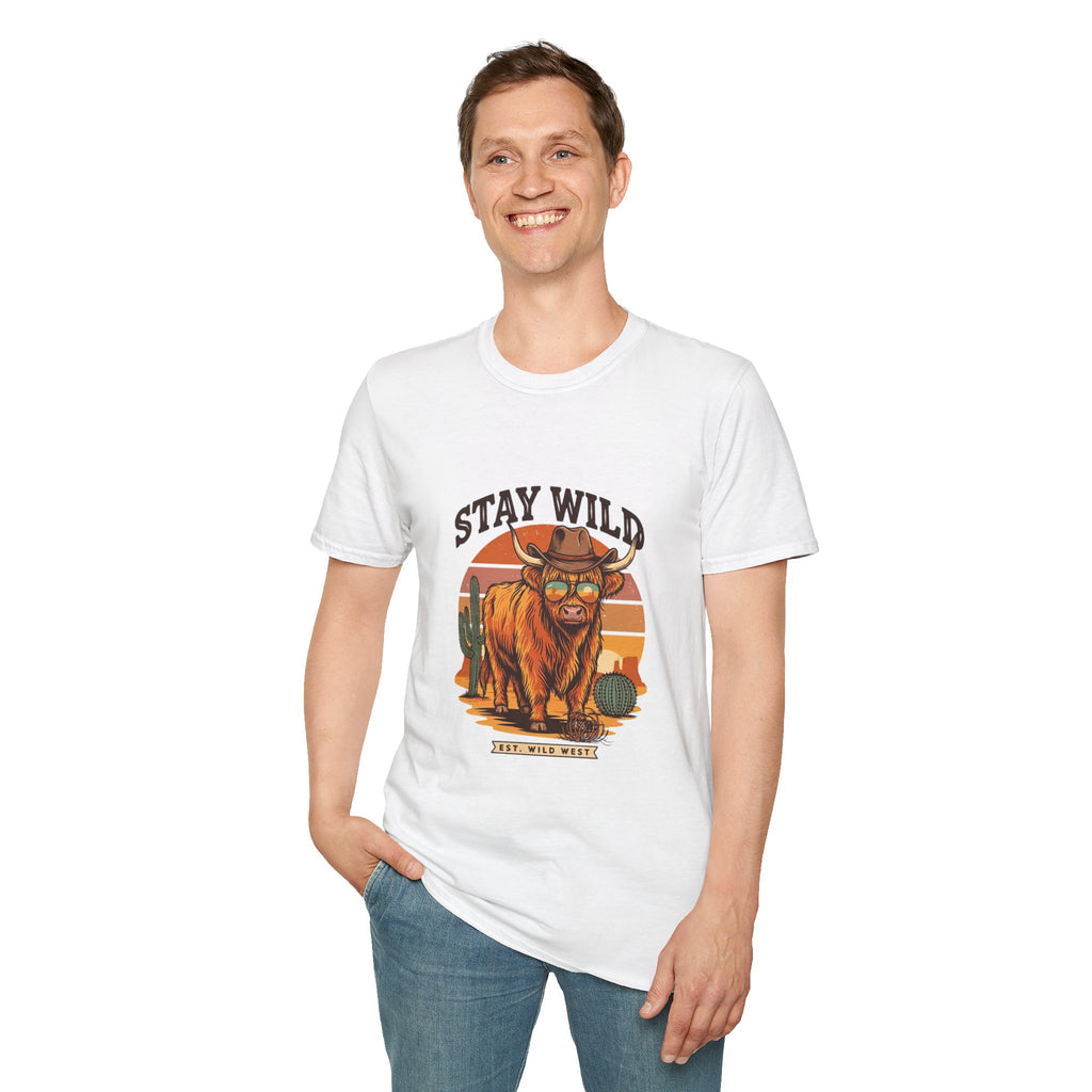 Stay Wild Longhorn T-Shirt — Retro Western Cow Skull Graphic Tee