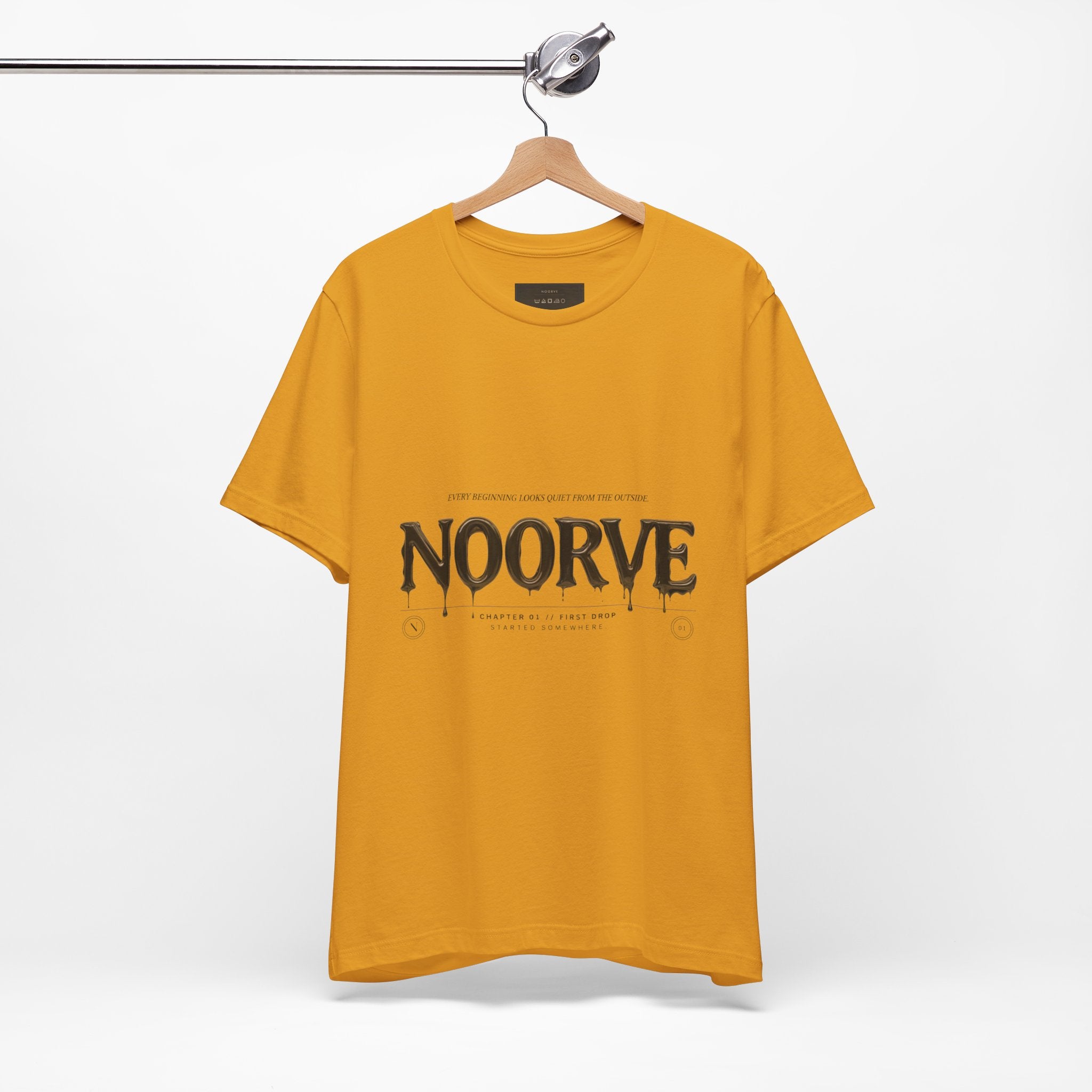 Noorve Drip Logo T-Shirt — Graphic White Tee with Gothic Dripping Text