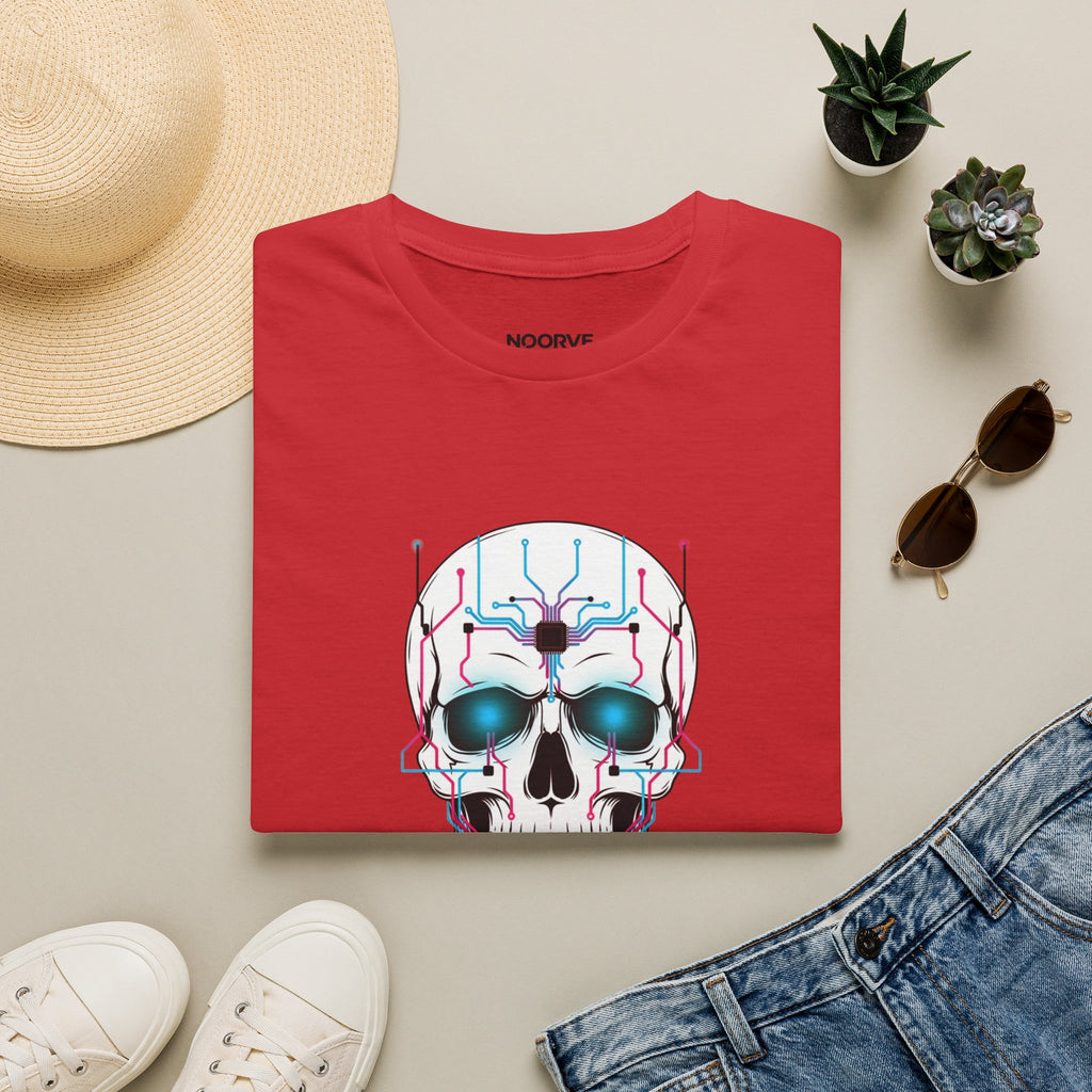 Cyber Skull T-Shirt — 'Human Powered' Retro Futuristic Graphic Tee | Noorve | T-Shirt
