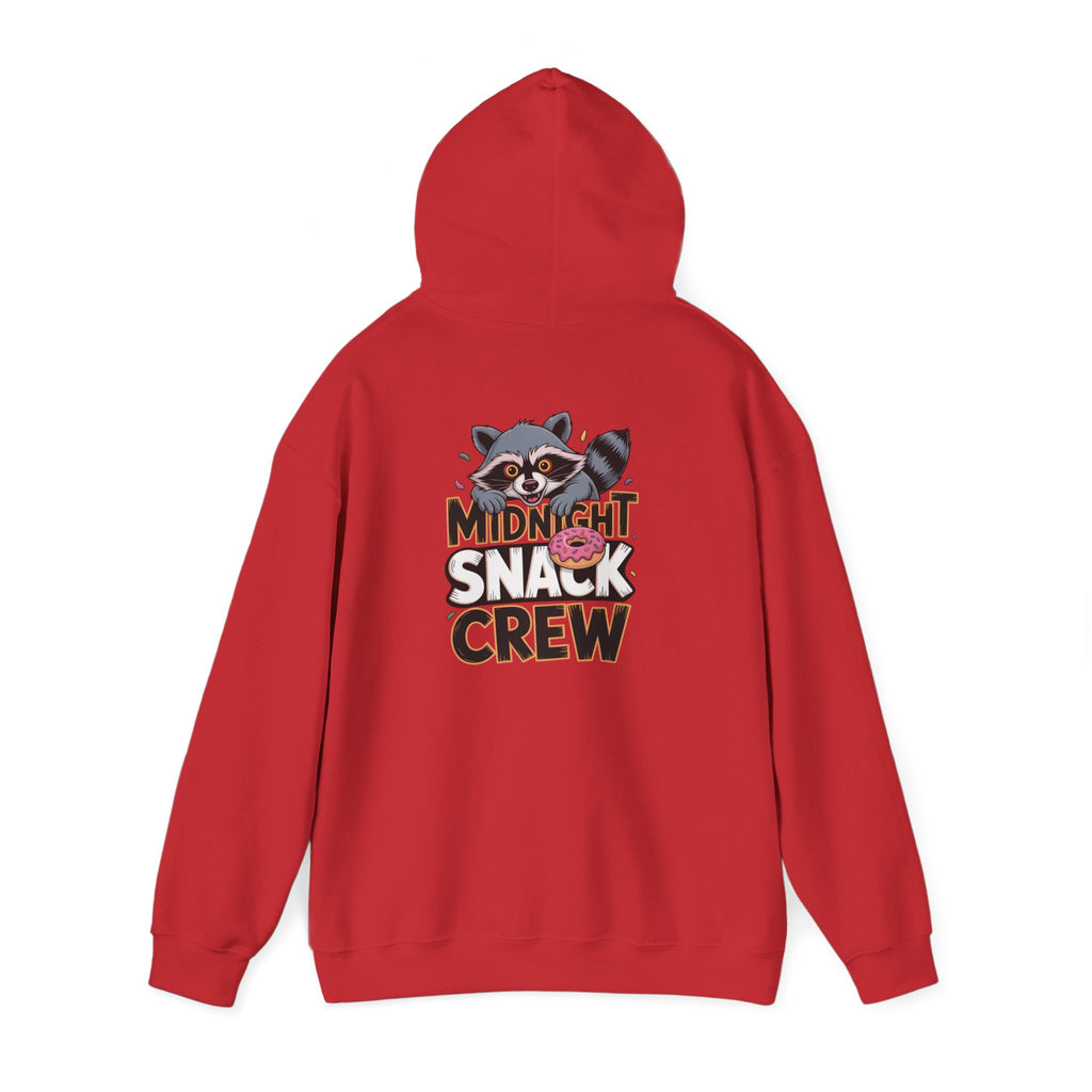 Midnight Snack Crew Hoodie — 'Wake the Sky' Raccoon Graphic Hooded Sweatshirt