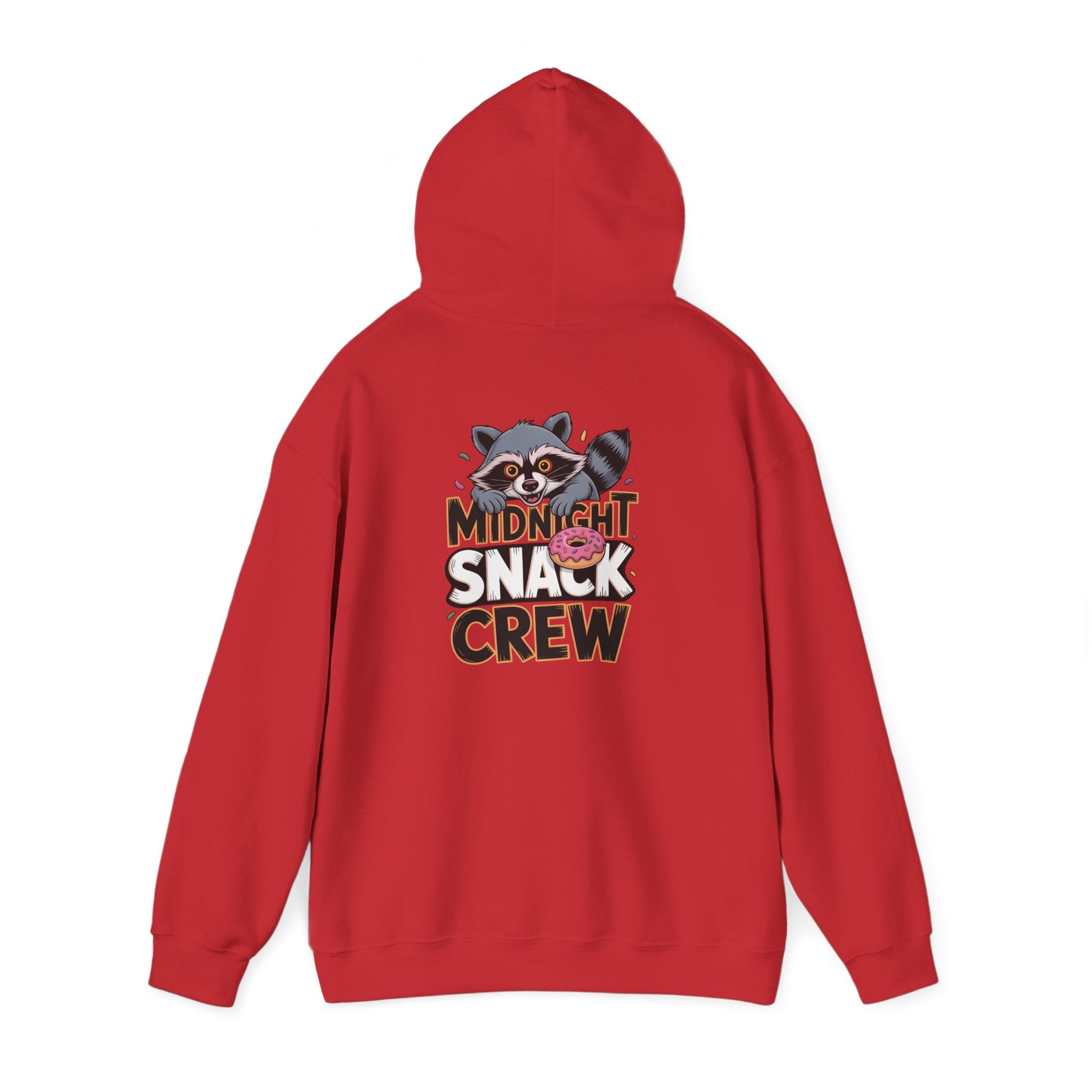 Midnight Snack Crew Hoodie — 'Wake the Sky' Raccoon Graphic Hooded Sweatshirt