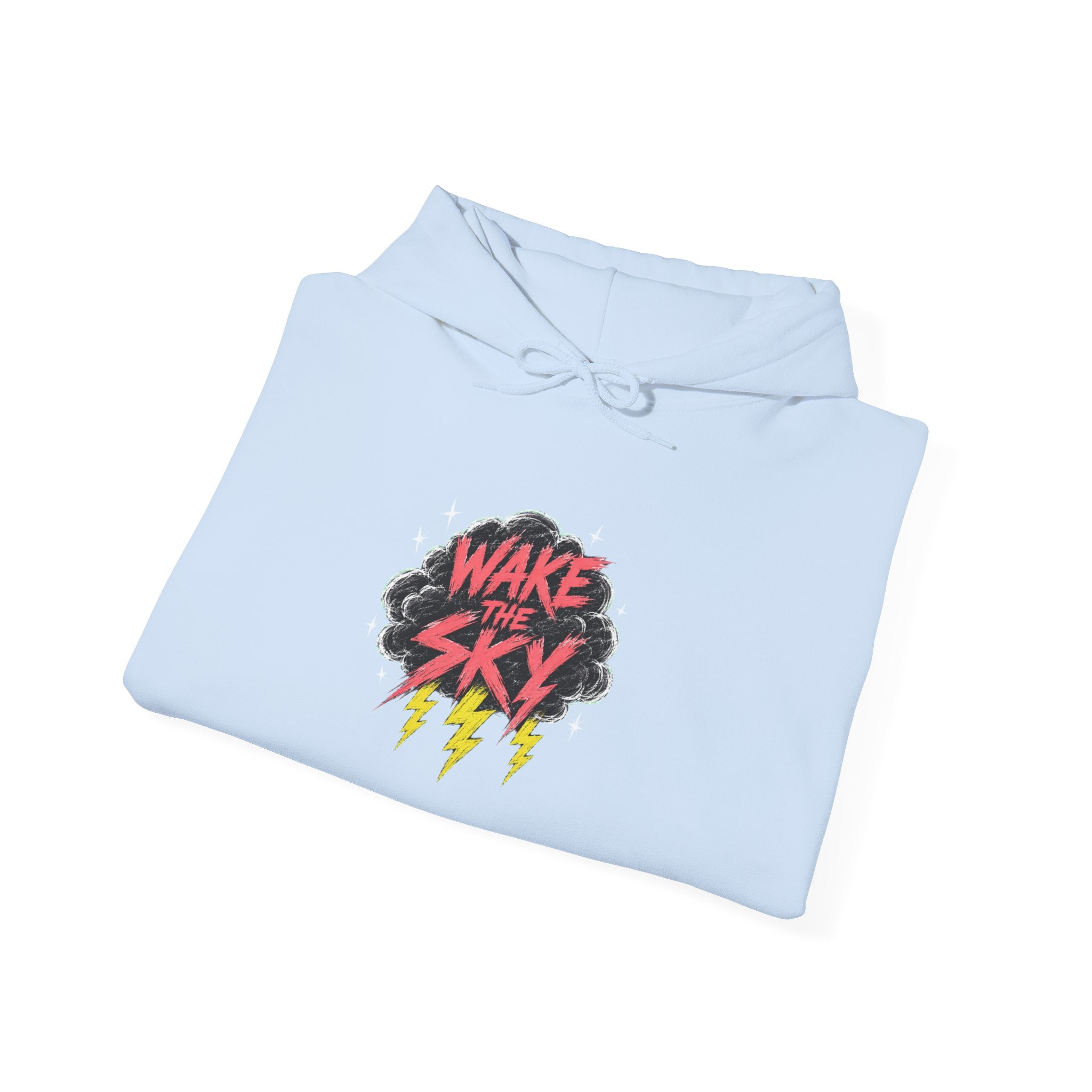 Midnight Snack Crew Hoodie — 'Wake the Sky' Raccoon Graphic Hooded Sweatshirt