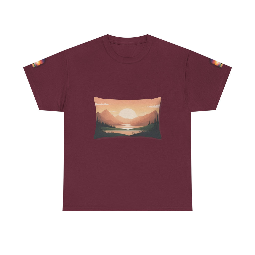 Sunset Mountain Landscape Tee - Retro Nature Graphic T-Shirt | Noorve | T-Shirt