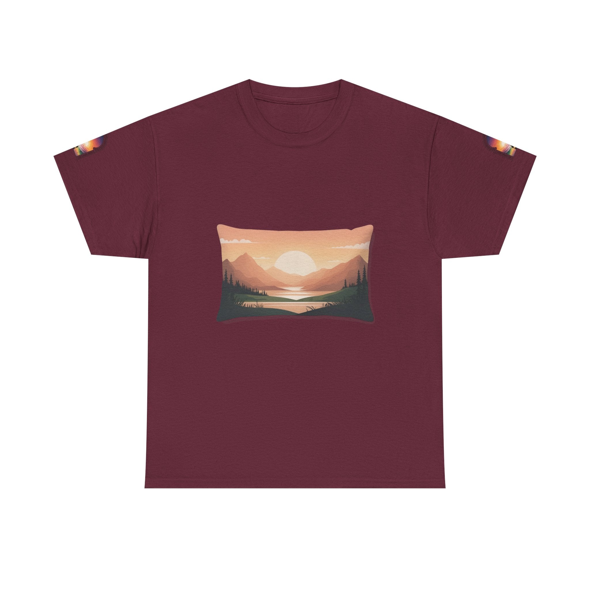 Sunset Mountain Landscape Tee - Retro Nature Graphic T-Shirt | Noorve | T-Shirt