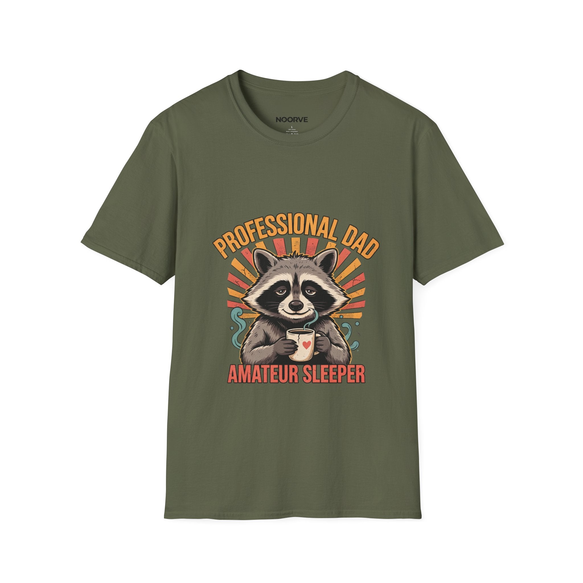 Dad T-Shirt – “Professional Dad, Amateur Sleeper” Cute Raccoon Father’s Day Tee