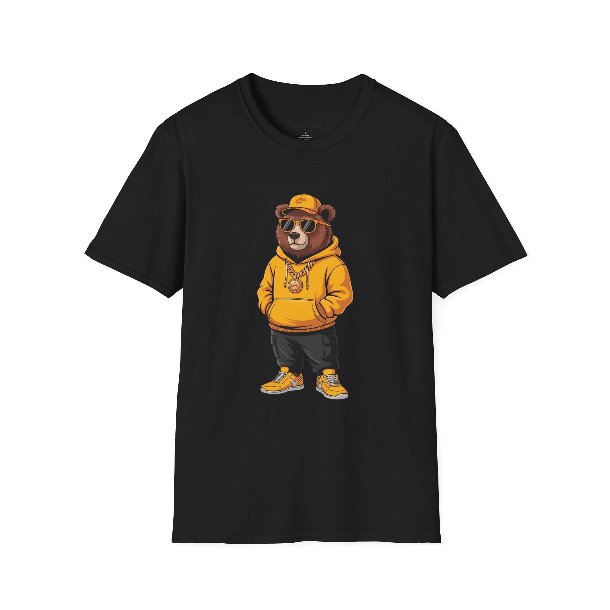 Bear Graphic T-Shirt — Cool Hip-Hop Bear in Yellow Hoodie