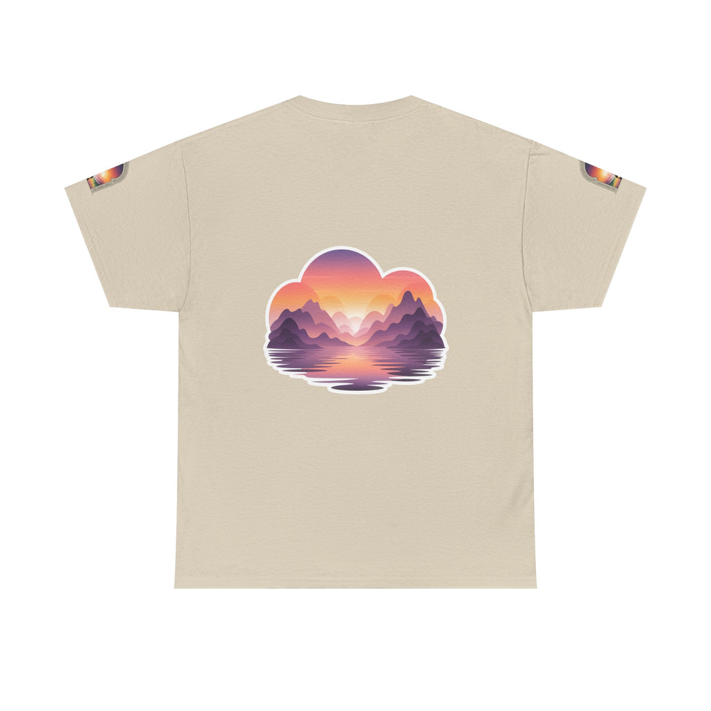 Sunset Mountain Landscape Tee - Retro Nature Graphic T-Shirt