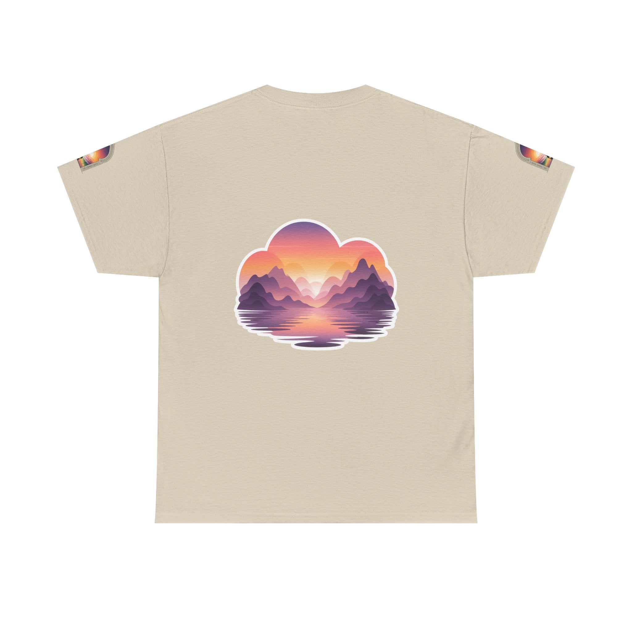 Sunset Mountain Landscape Tee - Retro Nature Graphic T-Shirt