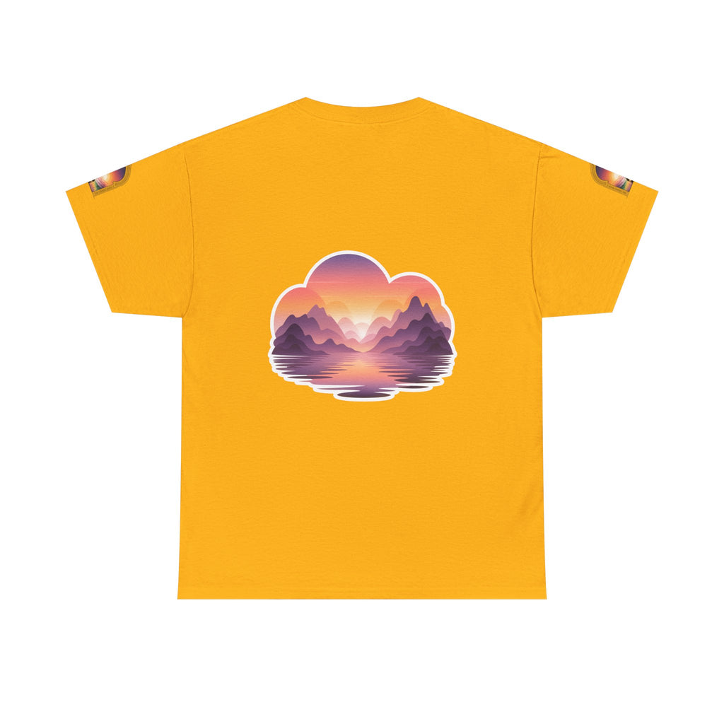 Sunset Mountain Landscape Tee - Retro Nature Graphic T-Shirt