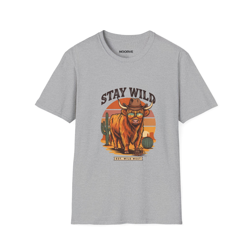 Stay Wild Longhorn T-Shirt — Retro Western Cow Skull Graphic Tee
