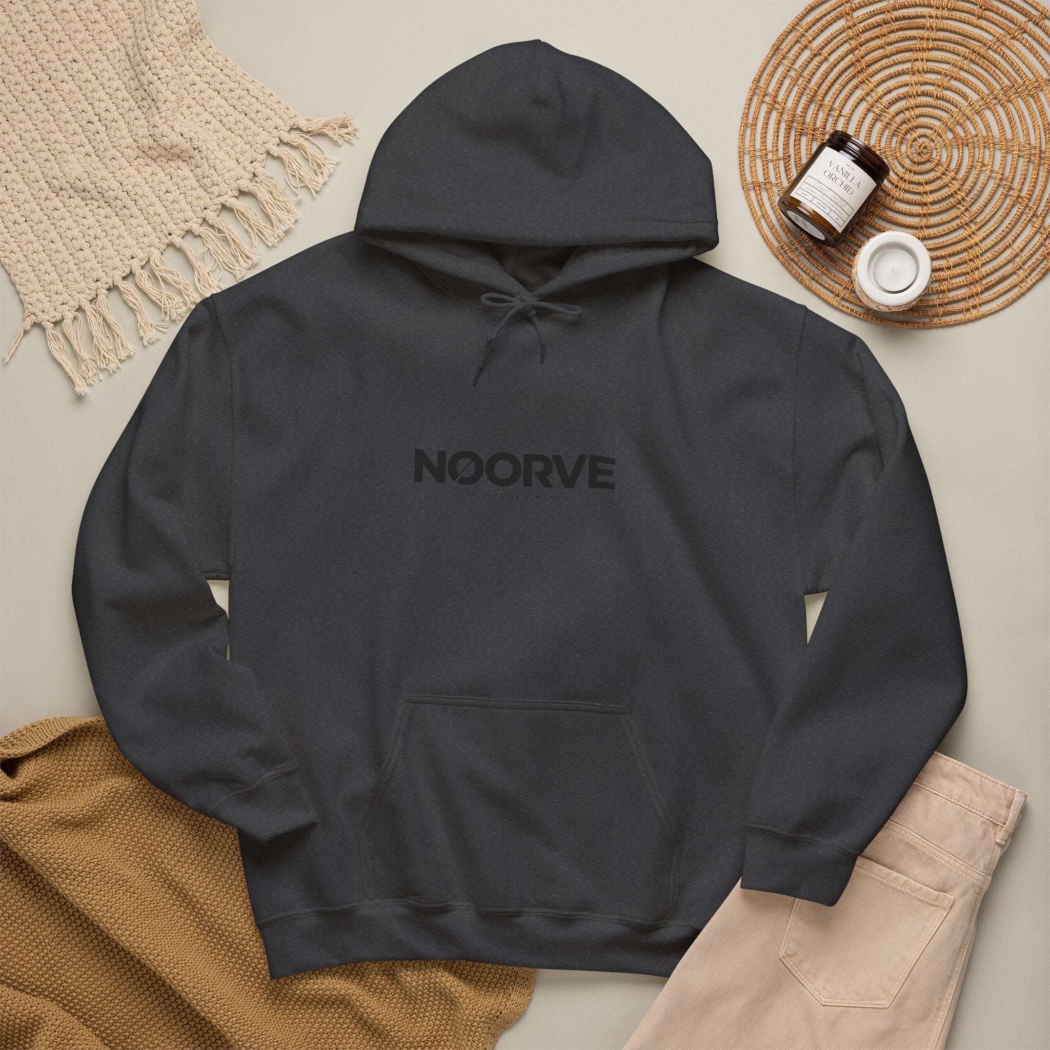 Noorve 'ISHQ' Script Hoodie — Floral Arabic Love Graphic Pullover