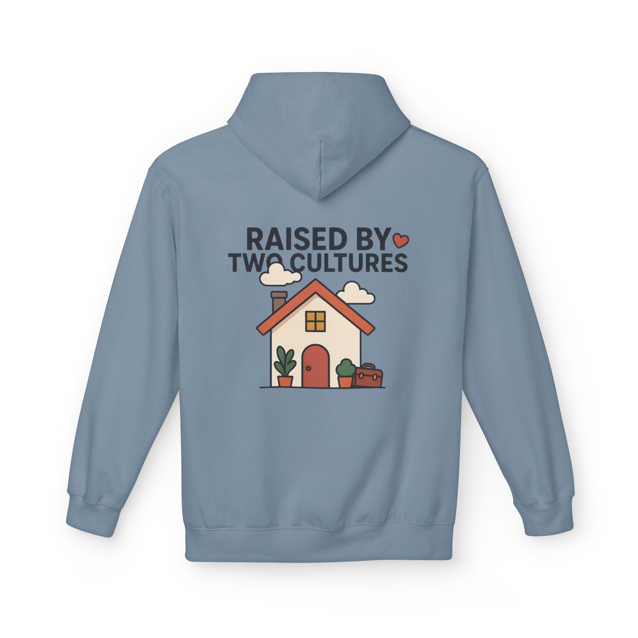 Raised by Two Cultures Hoodie — Multicultural Home Graphic Pullover