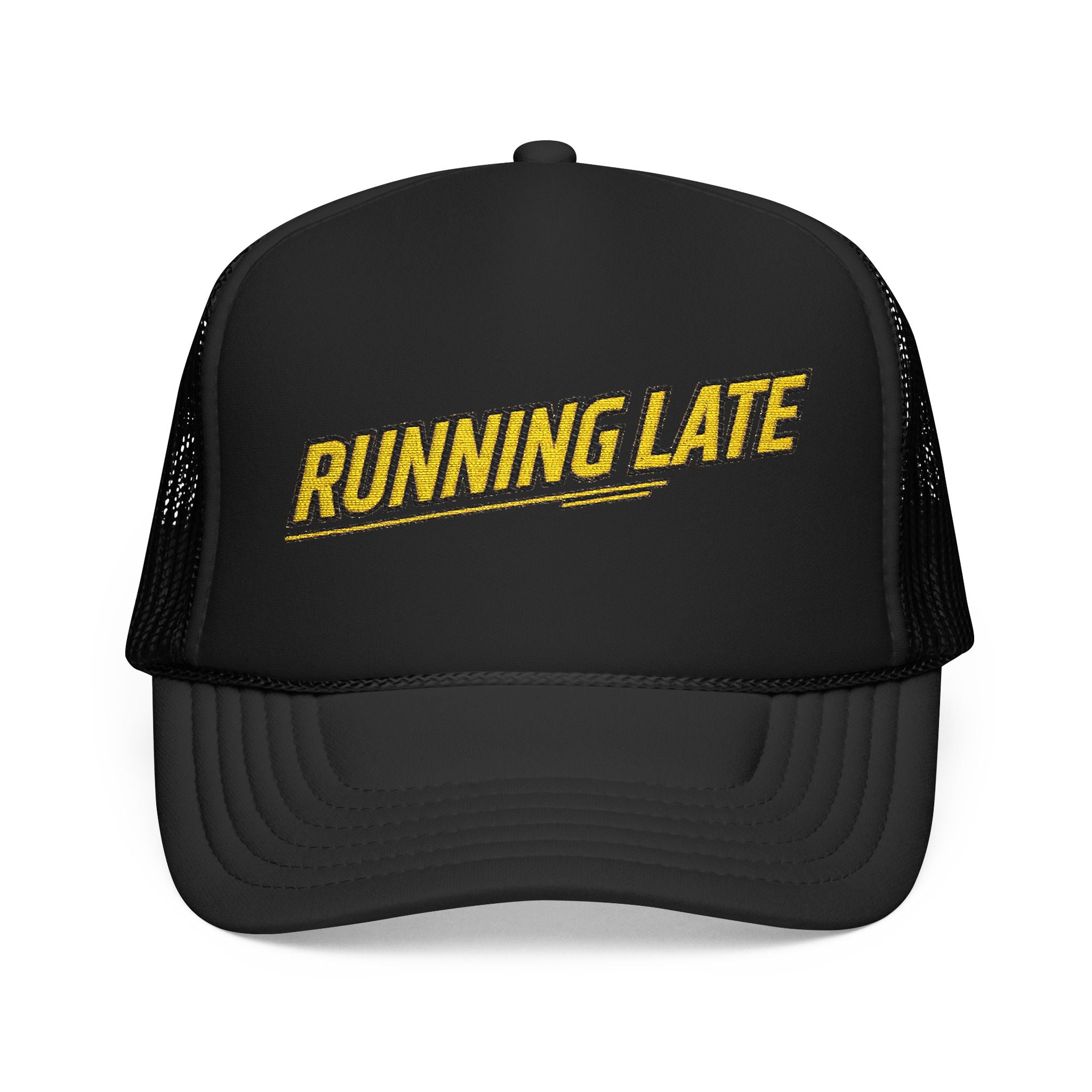 Running Late Trucker Hat — Funny Retro Foam Mesh Cap | Noorve | Hats