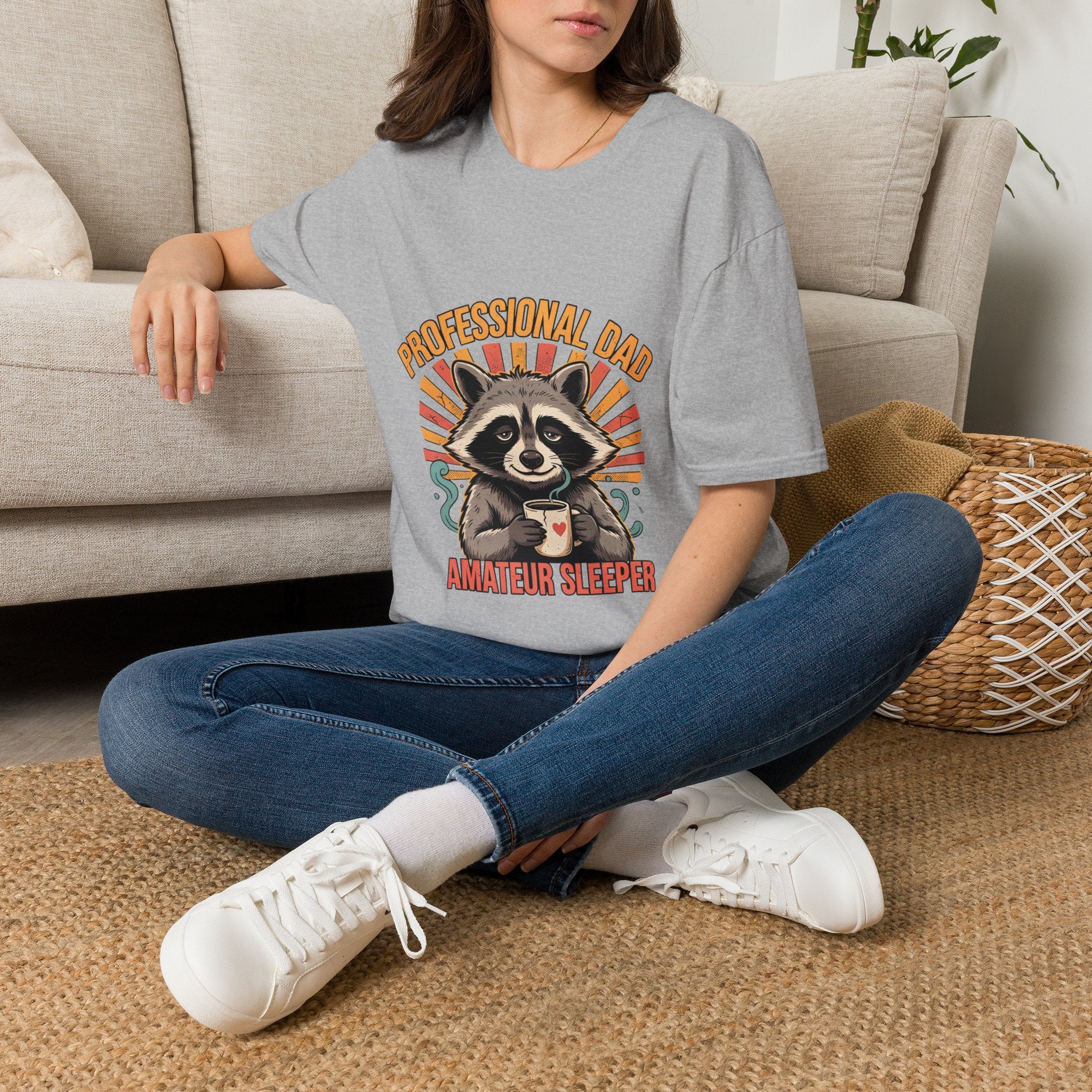 Dad T-Shirt – “Professional Dad, Amateur Sleeper” Cute Raccoon Father’s Day Tee
