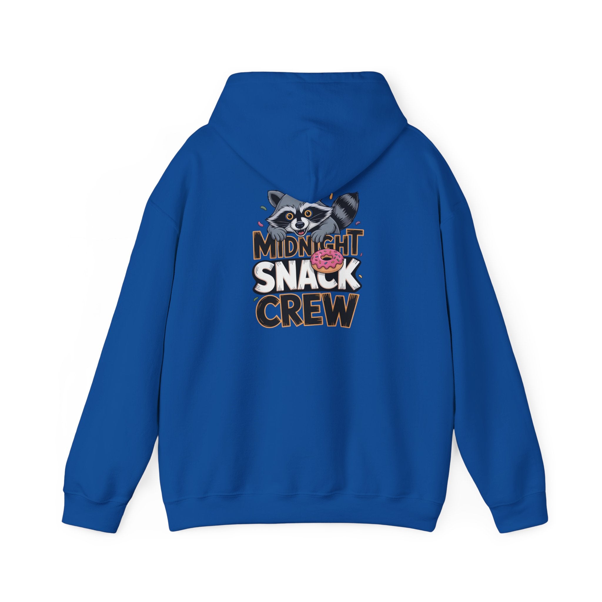 Midnight Snack Crew Hoodie — 'Wake the Sky' Raccoon Graphic Hooded Sweatshirt