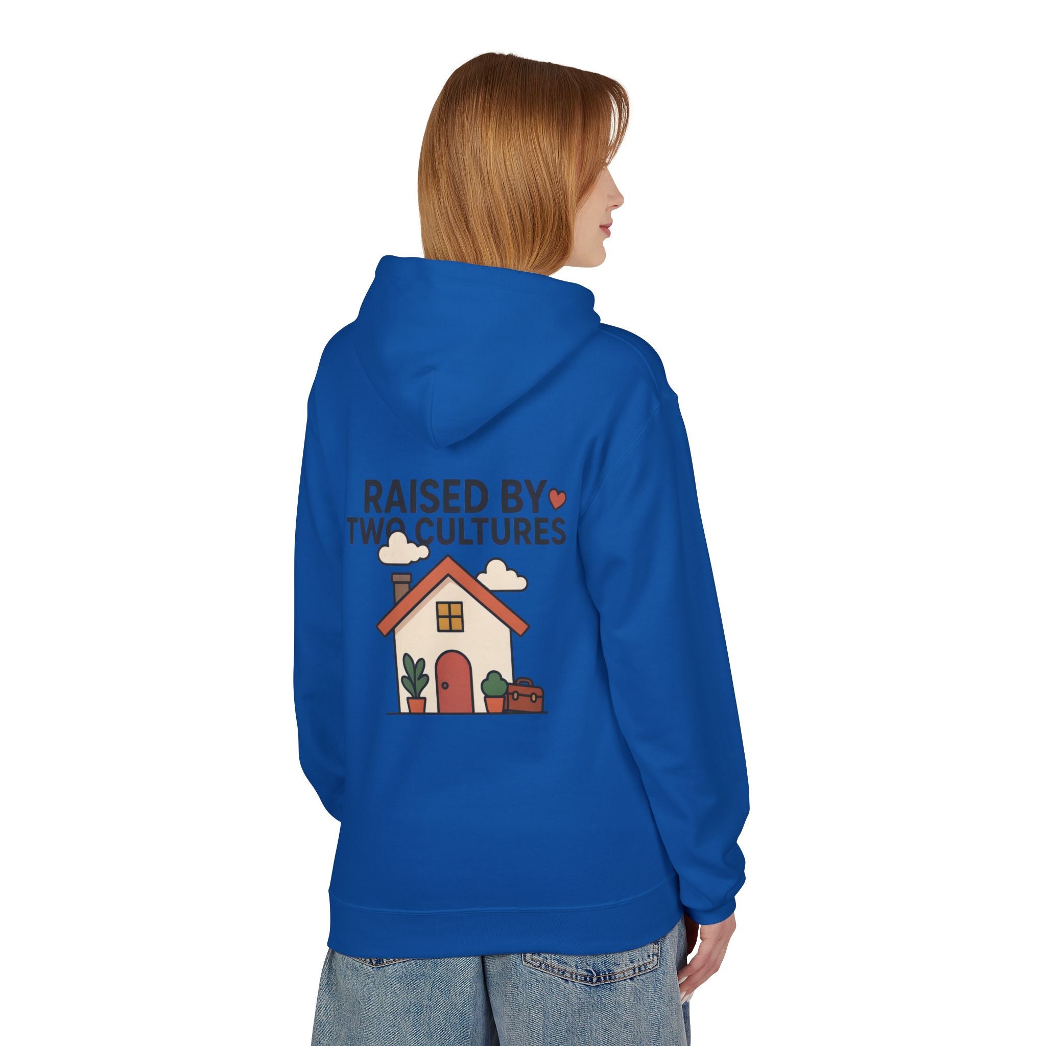 Raised by Two Cultures Hoodie — Multicultural Home Graphic Pullover