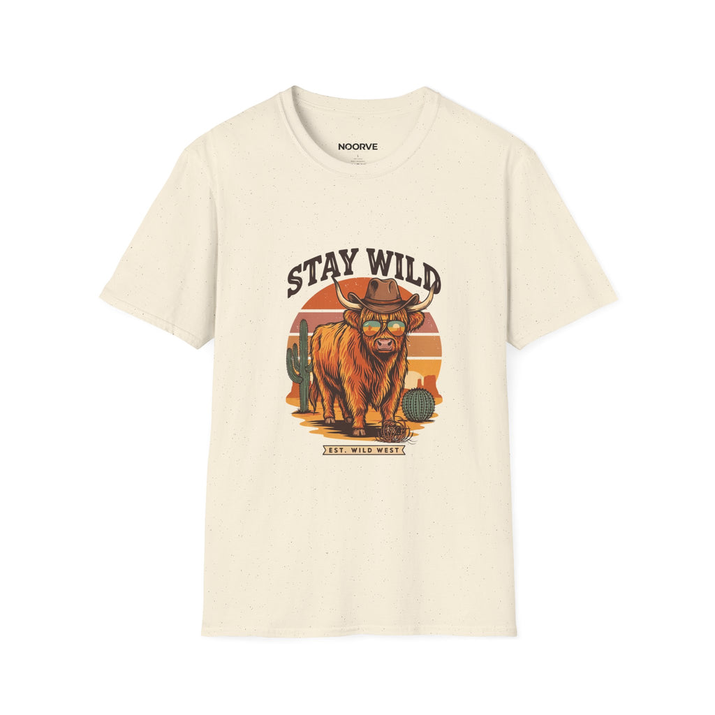Stay Wild Longhorn T-Shirt — Retro Western Cow Skull Graphic Tee