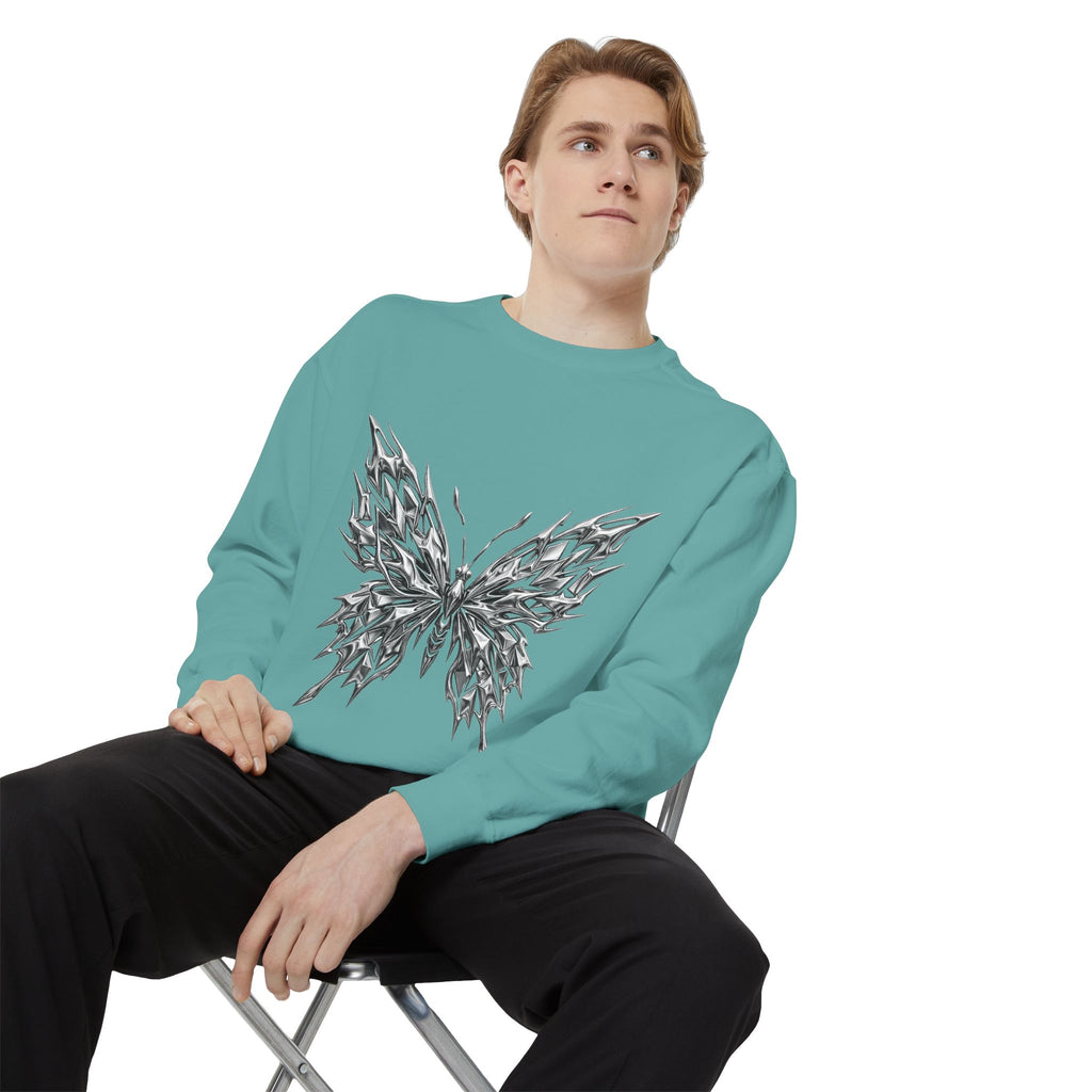 Butterfly Sketch Sweatshirt — Hand-Drawn Monochrome Butterfly Crewneck