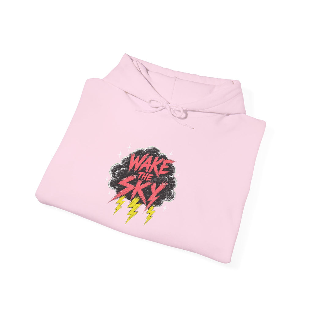 Midnight Snack Crew Hoodie — 'Wake the Sky' Raccoon Graphic Hooded Sweatshirt